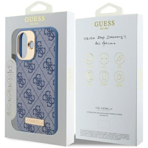 Guess - Hardcase 4G Logo Plate MagSafe (GUHMP16SU4GPRB) - iPhone 16 - Blue