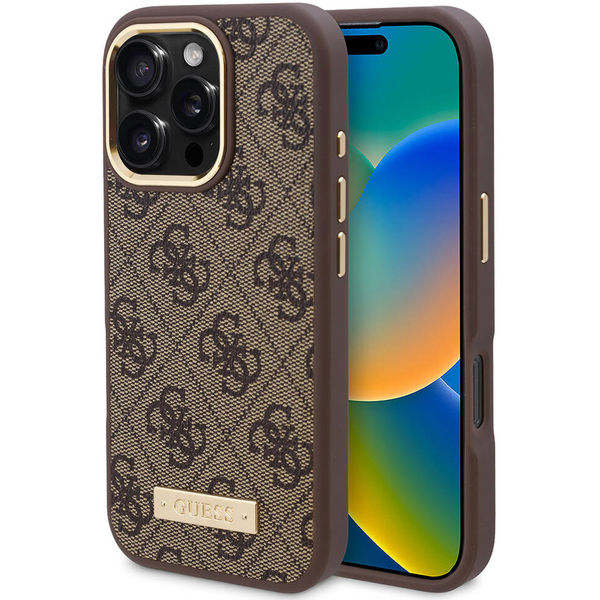 Guess - Hardcase 4G Logo Plate MagSafe (GUHMP16XU4GPRW) - iPhone 16 Pro Max - Brown