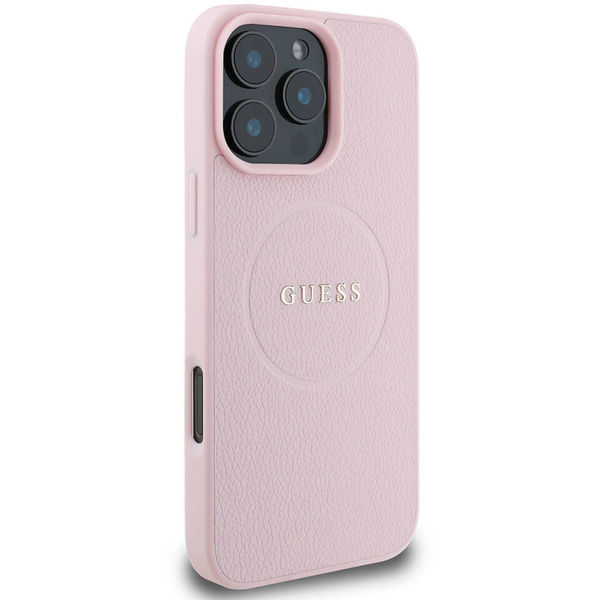Guess - Grained Gold Ring MagSafe (GUHMP16LPGHSMMP) - iPhone 16 Pro - Pink