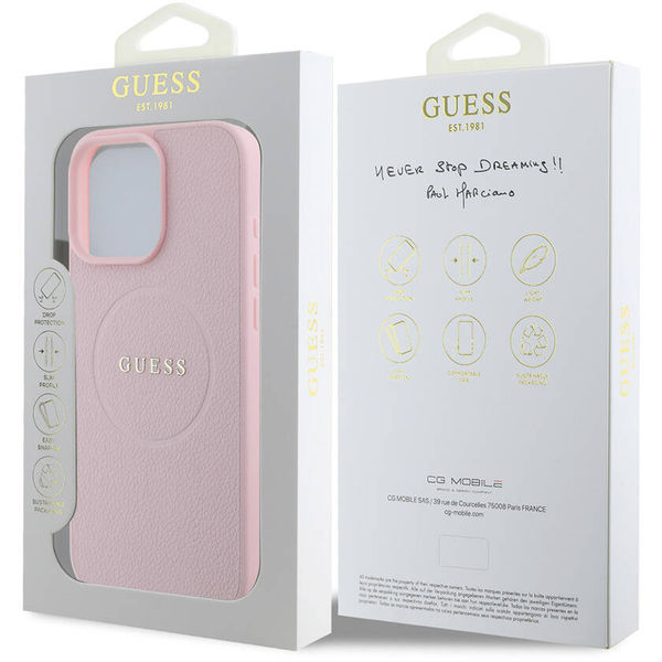 Guess - Grained Gold Ring MagSafe (GUHMP16LPGHSMMP) - iPhone 16 Pro - Pink