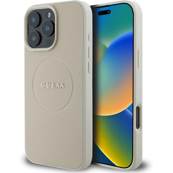 Guess - Grained Gold Ring MagSafe (GUHMP16LPGHSMME) - iPhone 16 Pro - Beige