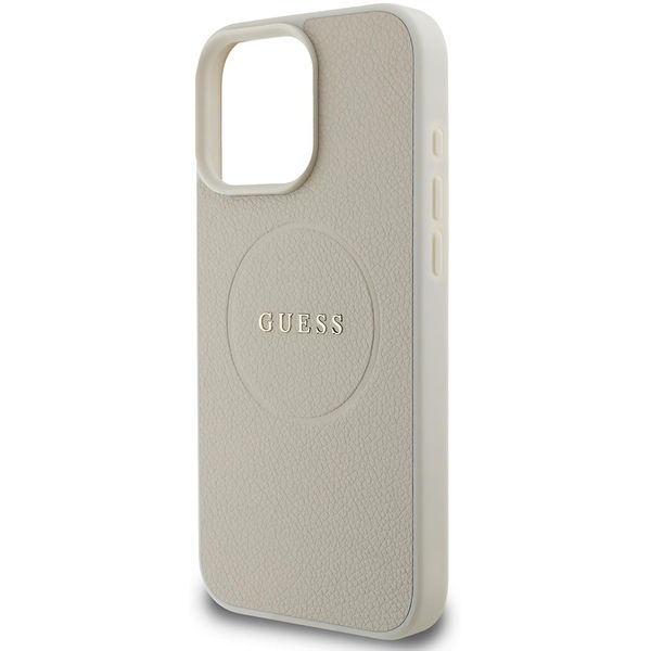 Guess - Grained Gold Ring MagSafe (GUHMP16LPGHSMME) - iPhone 16 Pro - Beige