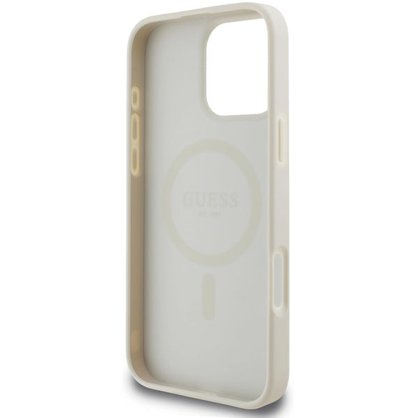 Guess - Grained Gold Ring MagSafe (GUHMP16LPGHSMME) - iPhone 16 Pro - Beige