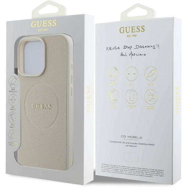 Guess - Grained Gold Ring MagSafe (GUHMP16LPGHSMME) - iPhone 16 Pro - Beige
