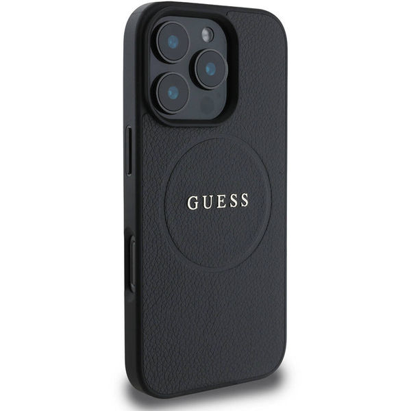 Guess - Grained Gold Ring MagSafe (GUHMP16XPGHSMMK) - iPhone 16 Pro Max - Black