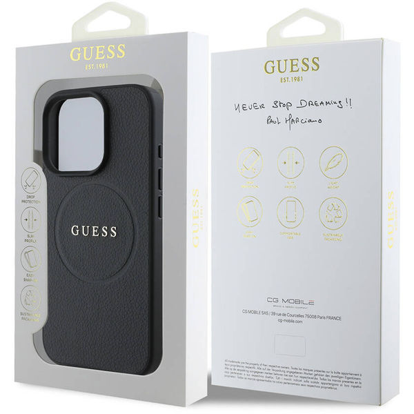 Guess - Grained Gold Ring MagSafe (GUHMP16XPGHSMMK) - iPhone 16 Pro Max - Black