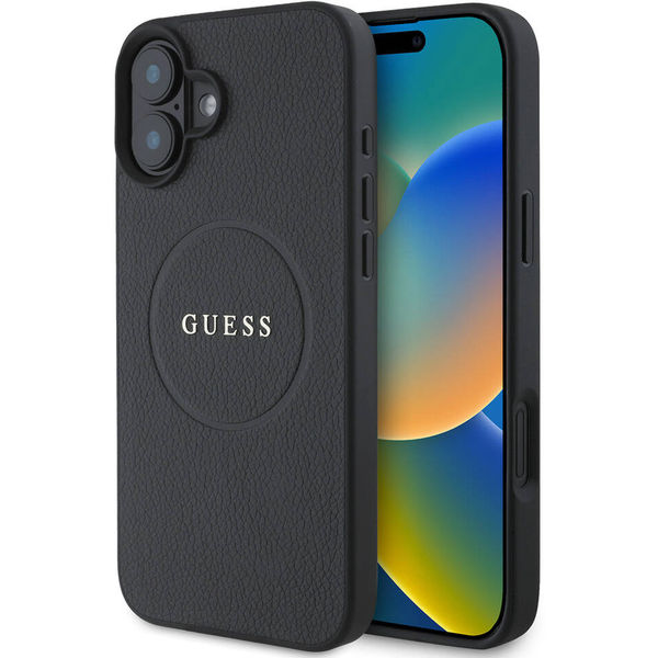 Guess - Grained Gold Ring MagSafe (GUHMP16SPGHSMMK) - iPhone 16 - Black