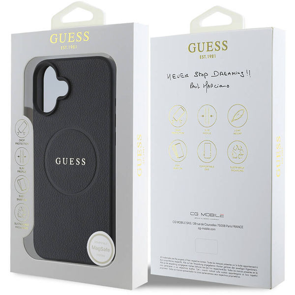 Guess - Grained Gold Ring MagSafe (GUHMP16SPGHSMMK) - iPhone 16 - Black