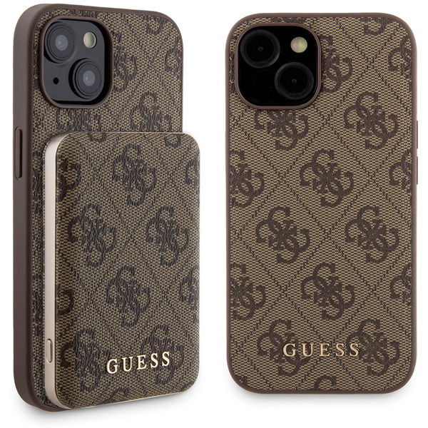 Guess - Hardcase Powerbank MagSafe (GUBPM5P15S4GEMGW) - iPhone 15 - Brown