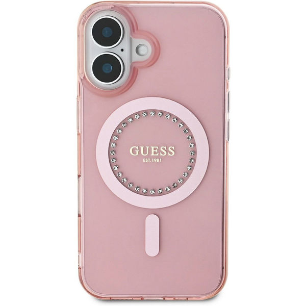 Guess - IML Rhinestones MagSafe (GUHMP16MPFTDTEP) - iPhone 16 Plus - Pink