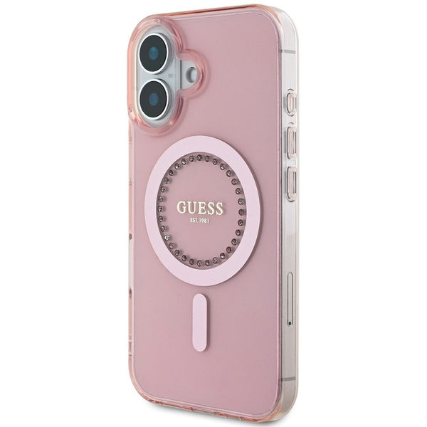 Guess - IML Rhinestones MagSafe (GUHMP16MPFTDTEP) - iPhone 16 Plus - Pink