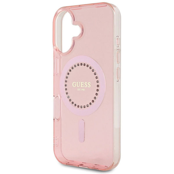 Guess - IML Rhinestones MagSafe (GUHMP16MPFTDTEP) - iPhone 16 Plus - Pink