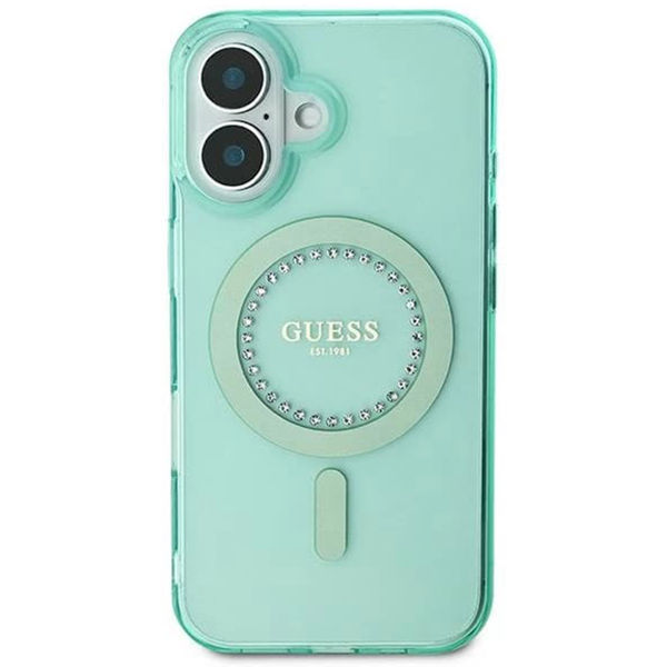 Guess - IML Rhinestones MagSafe (GUHMP16MPFTDTEN) - iPhone 16 Plus - Green