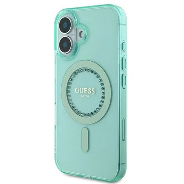 Guess - IML Rhinestones MagSafe (GUHMP16MPFTDTEN) - iPhone 16 Plus - Green