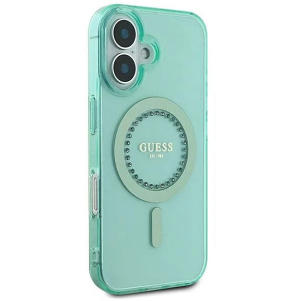Guess - IML Rhinestones MagSafe (GUHMP16MPFTDTEN) - iPhone 16 Plus - Green