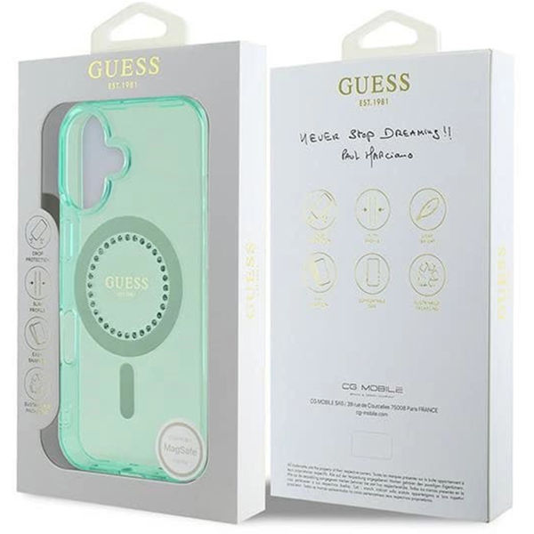 Guess - IML Rhinestones MagSafe (GUHMP16MPFTDTEN) - iPhone 16 Plus - Green