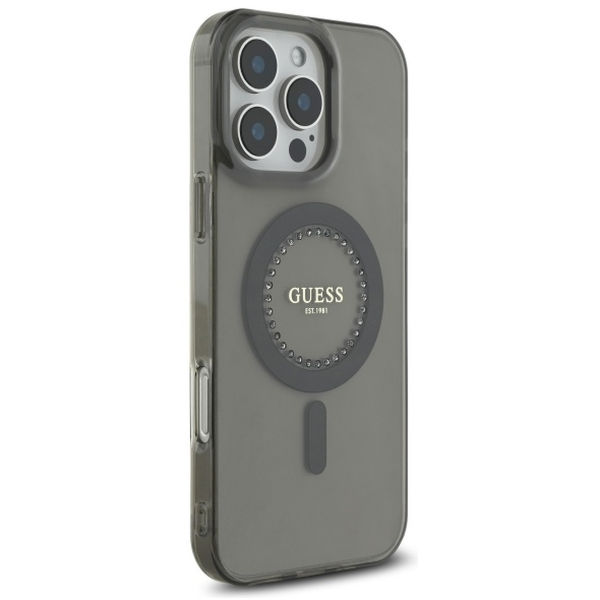 Guess - IML Rhinestones MagSafe (GUHMP16LPFTDTEK) - iPhone 16 Pro - Black