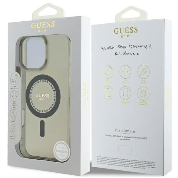 Guess - IML Rhinestones MagSafe (GUHMP16LPFTDTEK) - iPhone 16 Pro - Black