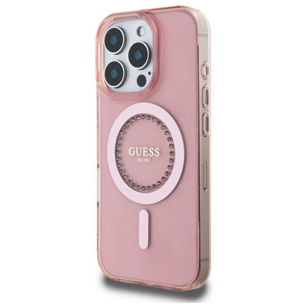 Guess - IML Rhinestones MagSafe (GUHMP16LPFTDTEP) - iPhone 16 Pro - Pink