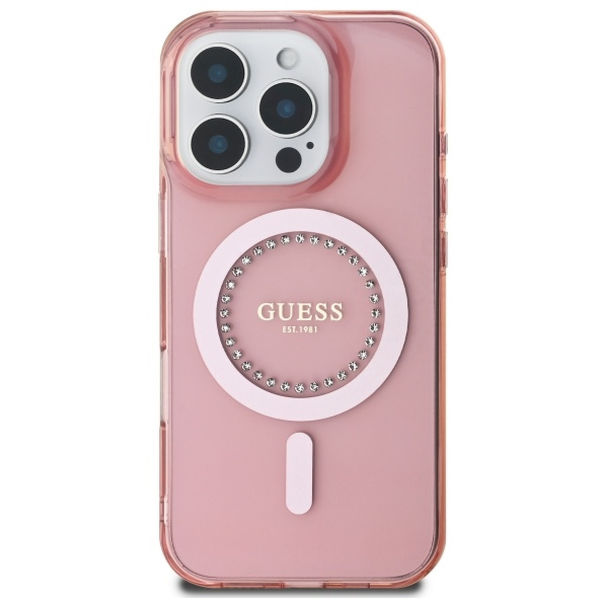 Guess - IML Rhinestones MagSafe (GUHMP16LPFTDTEP) - iPhone 16 Pro - Pink