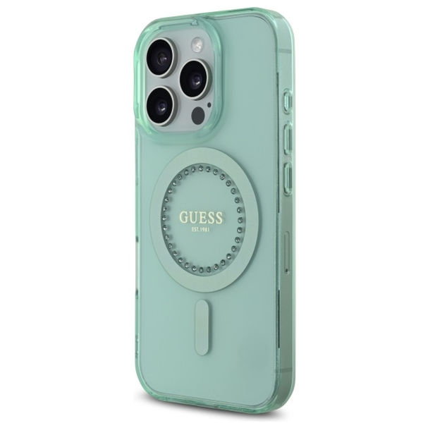 Guess - IML Rhinestones MagSafe (GUHMP16LPFTDTEN) - iPhone 16 Pro - Green