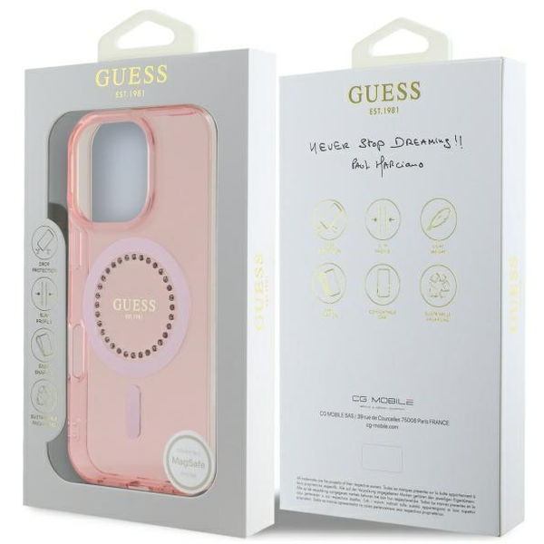 Guess - IML Rhinestones MagSafe (GUHMP16XPFTDTEP) - iPhone 16 Pro Max - Pink