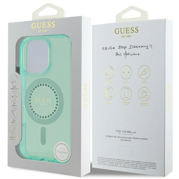 Guess - IML Rhinestones MagSafe (GUHMP16XPFTDTEN) - iPhone 16 Pro Max - Green