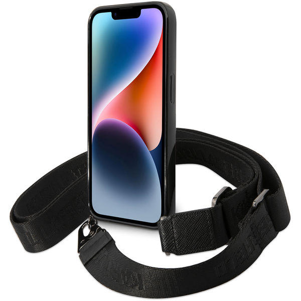 Karl Lagerfeld - Hardcase with Strap (KLHCP14LSTSTP) - iPhone 14 Pro - Pink Color Stripes