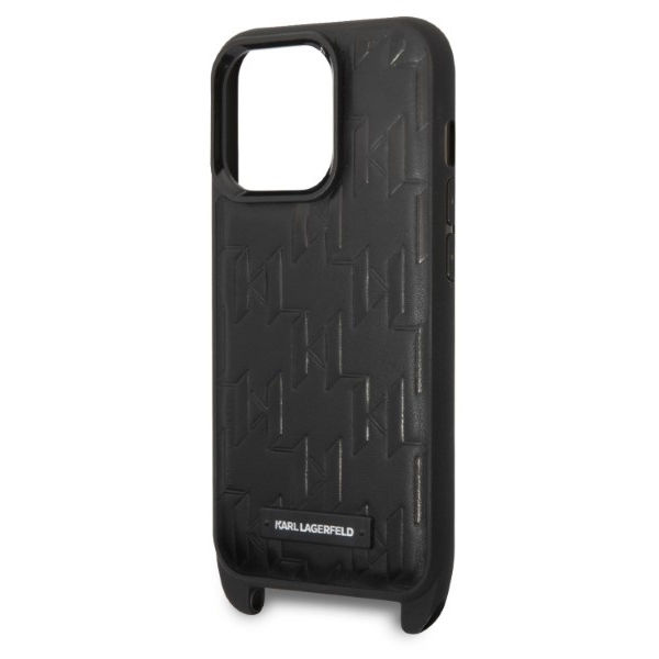 Karl Lagerfeld - Hardcase with Strap (KLHCP14LSTMMK) - iPhone 14 Pro - Monogram Plaque Logo