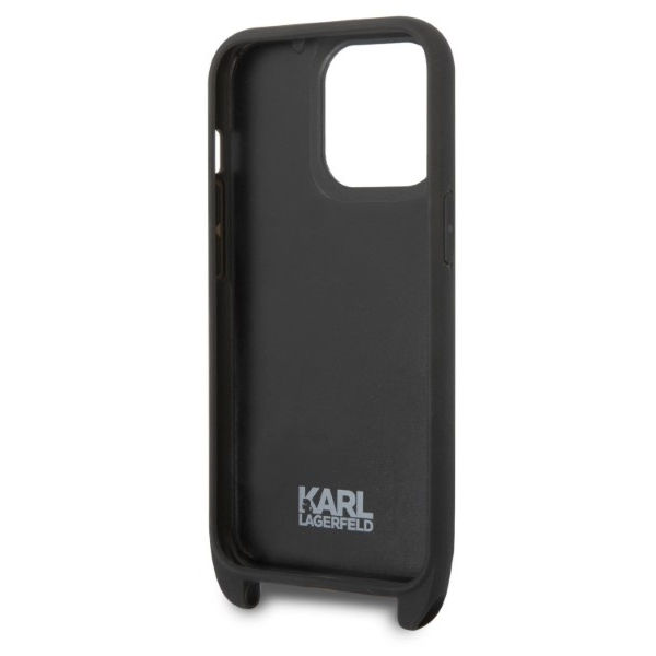 Karl Lagerfeld - Hardcase with Strap (KLHCP14LSTMMK) - iPhone 14 Pro - Monogram Plaque Logo