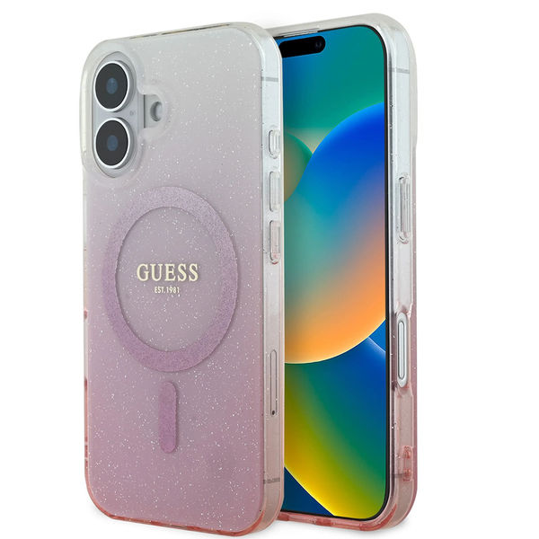 Guess - IML Glitter Gradient MagSafe (GUHMP16MHGRCELP) - iPhone 16 Plus - Pink