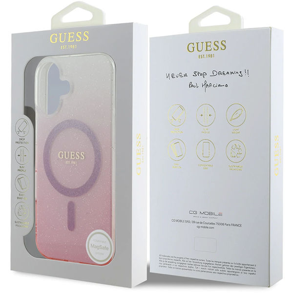 Guess - IML Glitter Gradient MagSafe (GUHMP16MHGRCELP) - iPhone 16 Plus - Pink