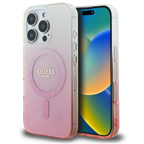 Guess - IML Glitter Gradient MagSafe (GUHMP16LHGRCELP) - iPhone 16 Pro - Pink