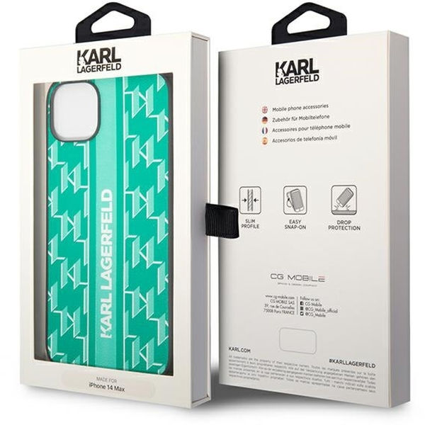 Karl Lagerfeld - Hardcase Monogram (KLHCP14MPGKLSKN) - iPhone 14 Plus - Green Stripe