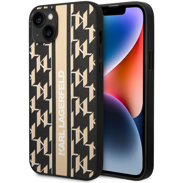 Karl Lagerfeld - Hardcase Monogram (KLHCP14MPGKLSKW) - iPhone 14 Plus - Brown Stripe