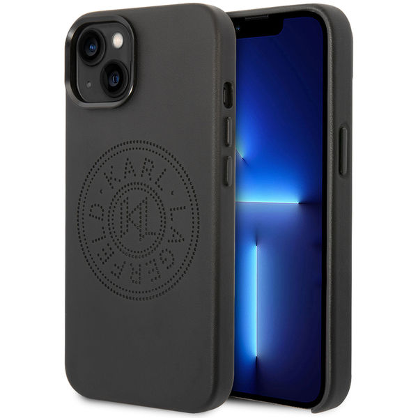 Karl Lagerfeld - Hardcase Leather Perforated (KLHCP14MFWHK) - iPhone 14 Plus - Black