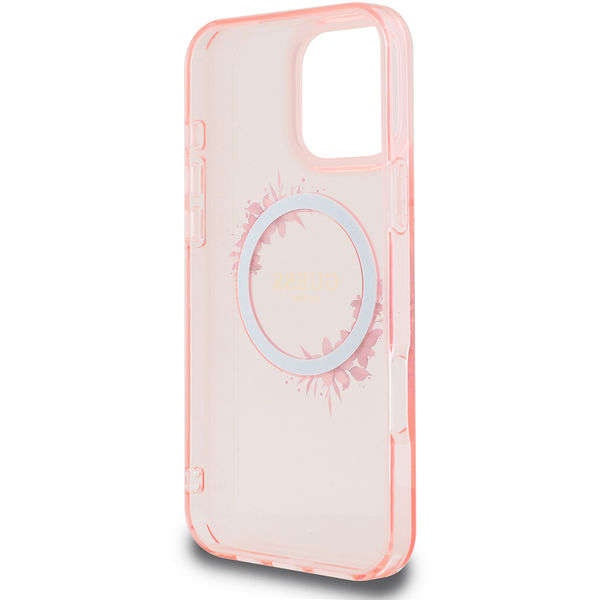Guess - IML Flowers Wreath MagSafe (GUHMP16LHFWFCP) - iPhone 16 Pro - Pink