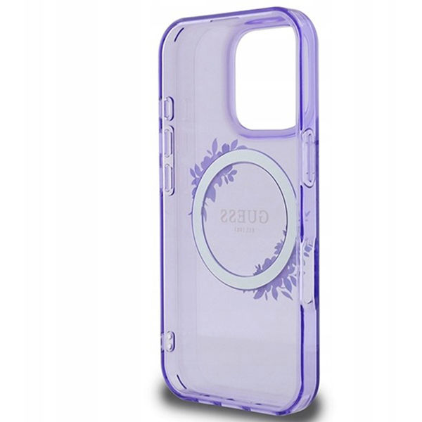 Guess - IML Flowers Wreath MagSafe (GUHMP16LHFWFCU) - iPhone 16 Pro - Purple