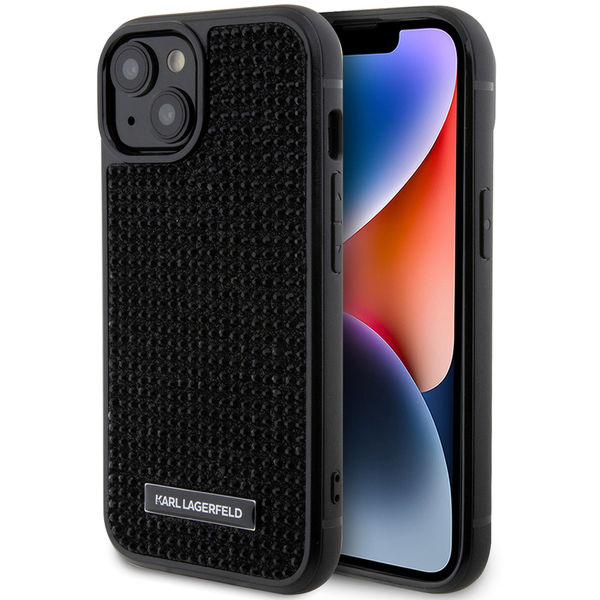 Karl Lagerfeld - Hardcase Rhinestone (KLHCP15SHDSPLK) - iPhone 15 - Logo Metal Plate