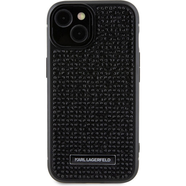 Karl Lagerfeld - Hardcase Rhinestone (KLHCP15SHDSPLK) - iPhone 15 - Logo Metal Plate