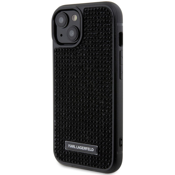 Karl Lagerfeld - Hardcase Rhinestone (KLHCP15SHDSPLK) - iPhone 15 - Logo Metal Plate
