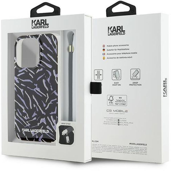 Karl Lagerfeld - Hardcase (KLHCP15XHZBPKCCU) - iPhone 15 Pro Max - Purple Zebra With Cord