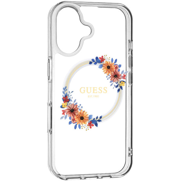 Guess - IML Flowers Wreath MagSafe (GUHMP16MHFWFCT) - iPhone 16 Plus - Clear