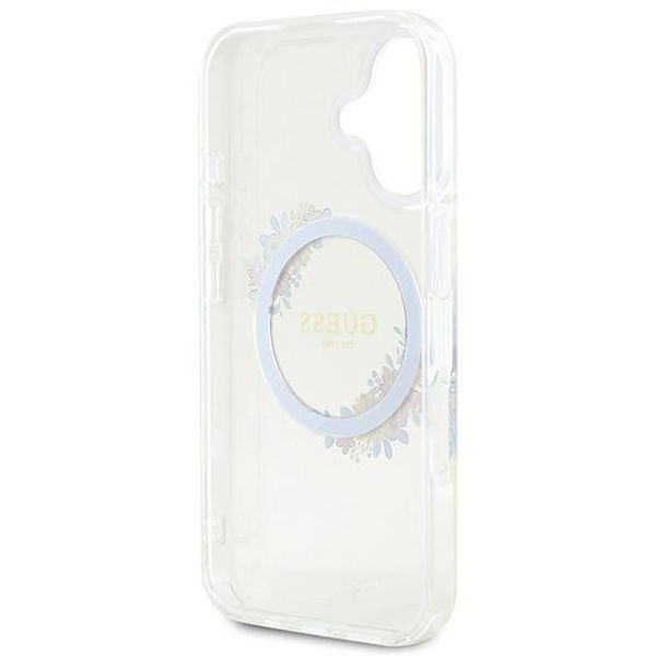 Guess - IML Flowers Wreath MagSafe (GUHMP16MHFWFCT) - iPhone 16 Plus - Clear