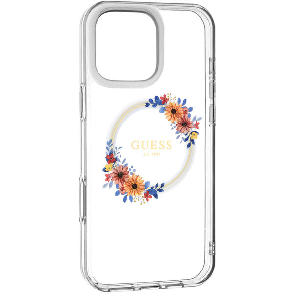 Guess - IML Flowers Wreath MagSafe (GUHMP16XHFWFCT) - iPhone 16 Pro Max - Clear