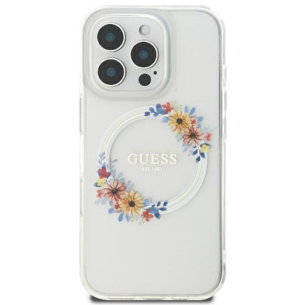 Guess - IML Flowers Wreath MagSafe (GUHMP16XHFWFCT) - iPhone 16 Pro Max - Clear