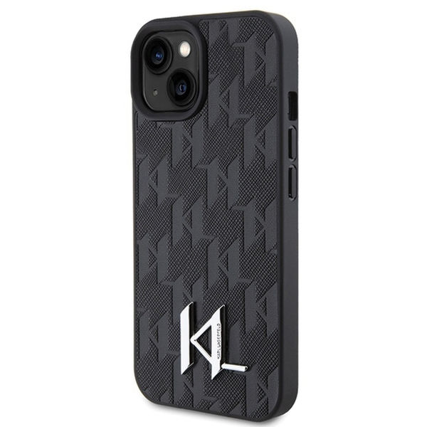 Karl Lagerfeld - Hardcase Leather Monogram (KLHCP15SPKLPKLK) - iPhone 15 - Hot Stamp Metal Logo