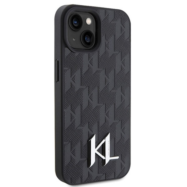 Karl Lagerfeld - Hardcase Leather Monogram (KLHCP15SPKLPKLK) - iPhone 15 - Hot Stamp Metal Logo
