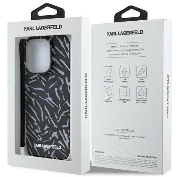 Karl Lagerfeld - Hardcase (KLHCP16XHZBPKCCU) - iPhone 16 Pro Max - Purple Zebra With Cord