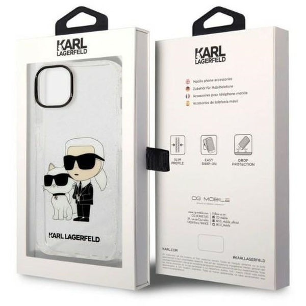 Karl Lagerfeld - Hardcase Glitter (KLHCP14MHNKCTGT) - iPhone 14 Plus - Transparent Karl&Choupette
